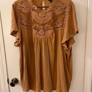 Torrid Brown Lace Accent Blouse